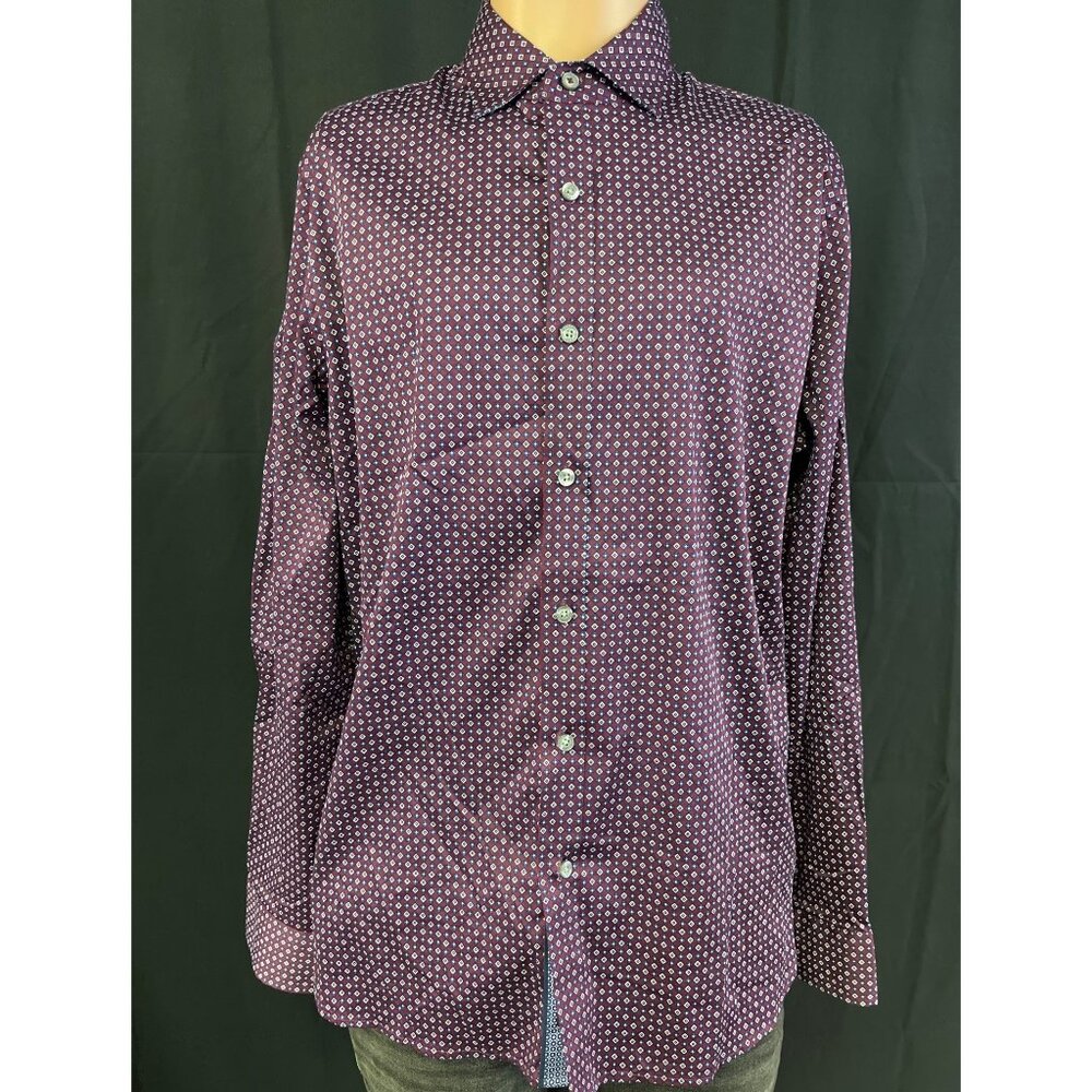 Tahari Men's Burgundy Stretch Shirt/Button Up Sz M SKU 4068